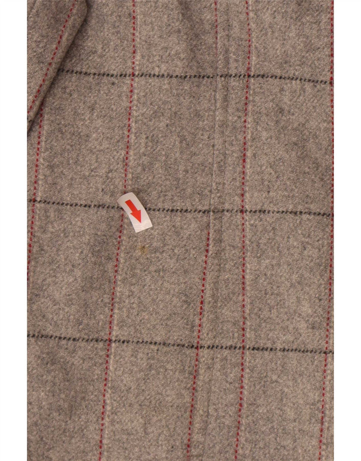 Casaco feminino Marks & Spencer com peito duplo Reino Unido 18 XL cinza xadrez lã nova