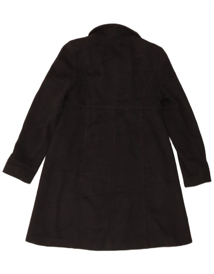 Zara Casaco feminino duplo breasted UK 10 pequeno lã preta
