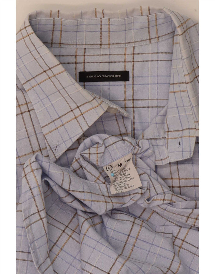 Camisa masculina Sergio Tacchini algodão xadrez azul médio
