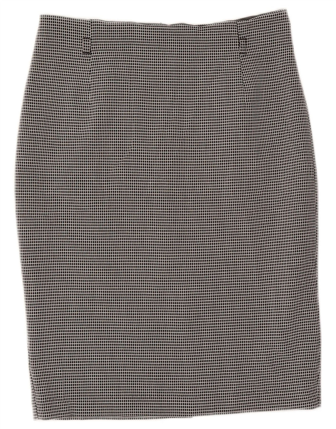 Saia lápis feminina Marks & Spencer UK 12 médio W30 poliéster xadrez preto