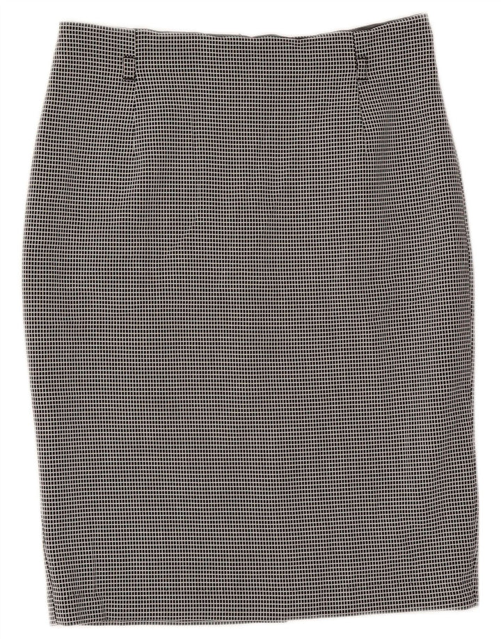 Saia lápis feminina Marks & Spencer UK 12 médio W30 poliéster xadrez preto