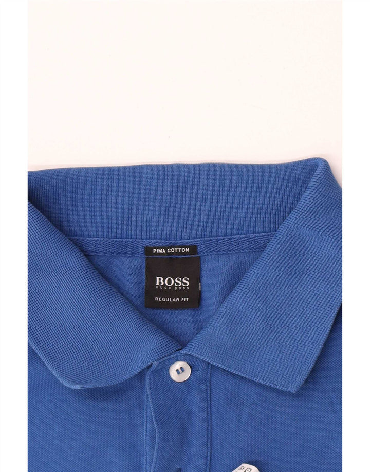 Camisa polo masculina Hugo Boss Regular Fit grande algodão azul
