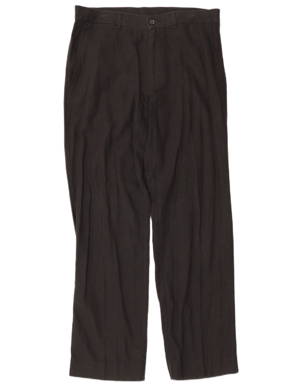 Calça chino reta masculina Marks & Spencer W34 L31 linho azul marinho