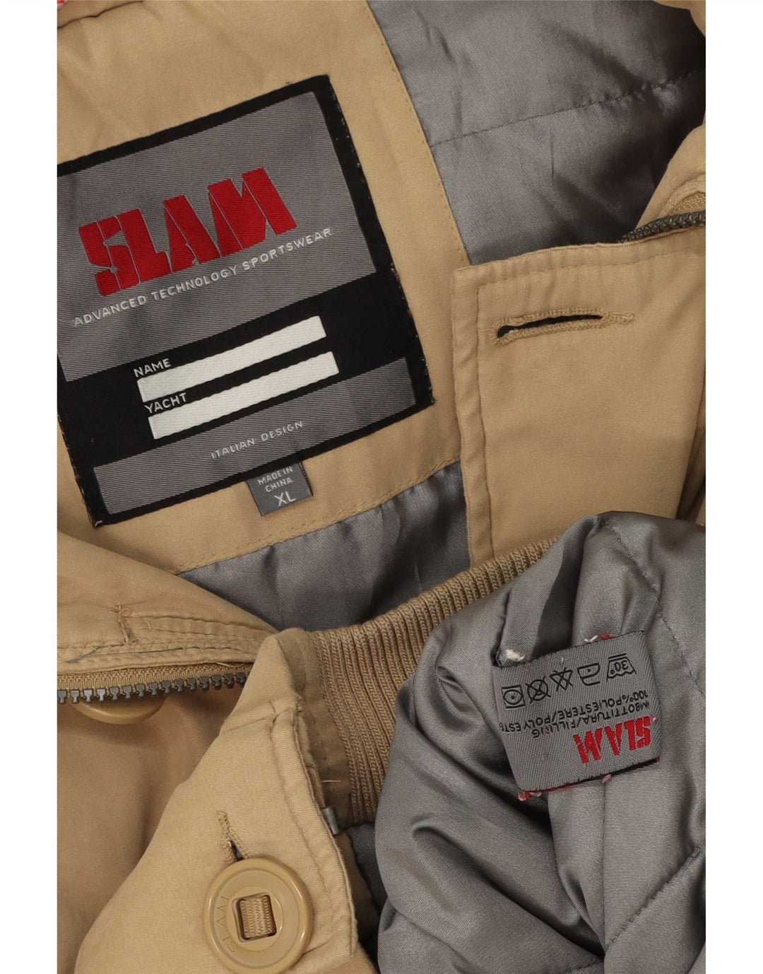 Jaqueta bomber com capuz masculina Slam UK 42 XL poliéster bege