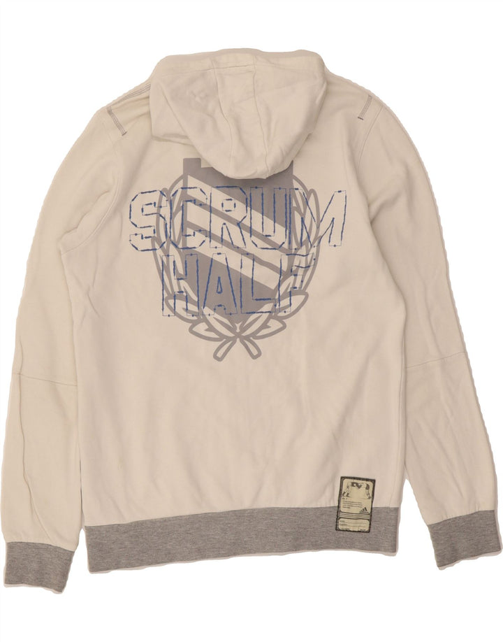 ADIDAS Girls Graphic Zip Hoodie Sweater 13-14 Years White Cotton Vintage Adidas and Second-Hand Adidas from Messina Hembry 