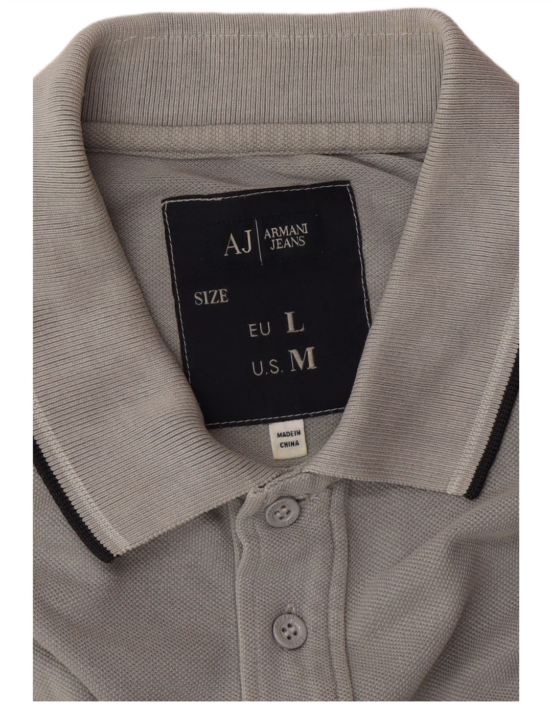 Camisa polo masculina ARMANI JEANS algodão cinza médio