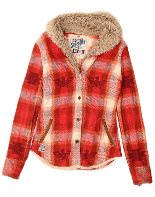 Camisa feminina Superdry de flanela gráfica Lumberjack UK 10 pequena xadrez vermelha