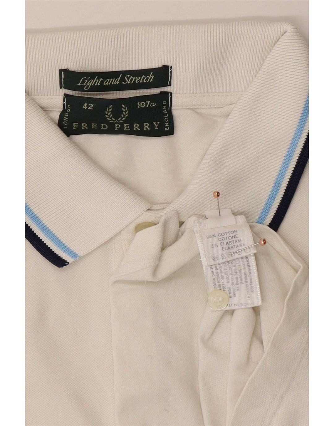 Camisa polo masculina Fred Perry de algodão branco médio