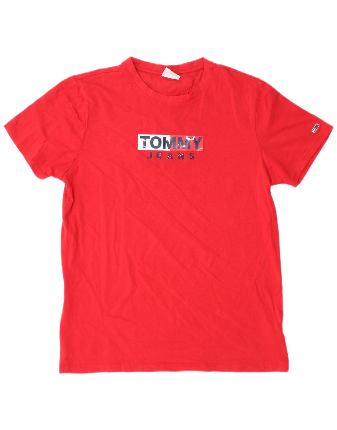 Camiseta masculina Tommy Hilfiger com estampa gráfica grande de algodão vermelho