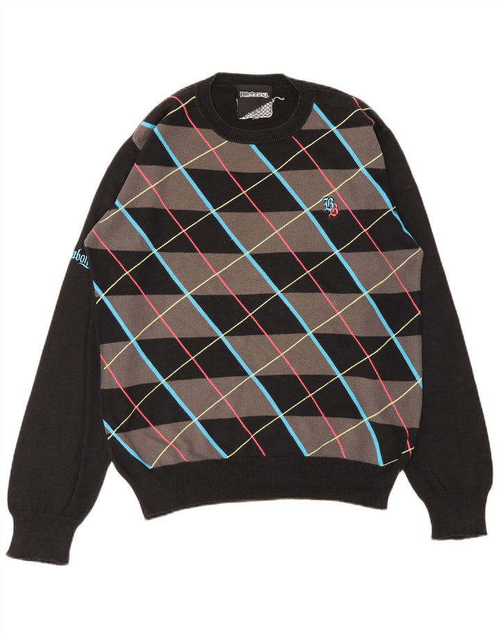 Suéter masculino BILLABONG com gola redonda, pequeno, preto, algodão diamante/argile