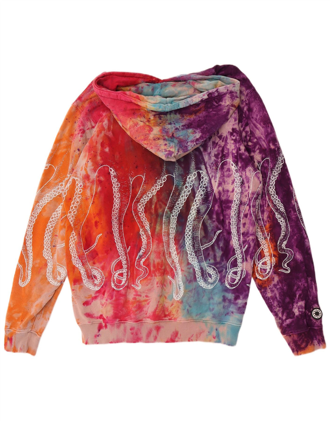 Polvo masculino gráfico moletom com capuz grande tie-dye multicolorido