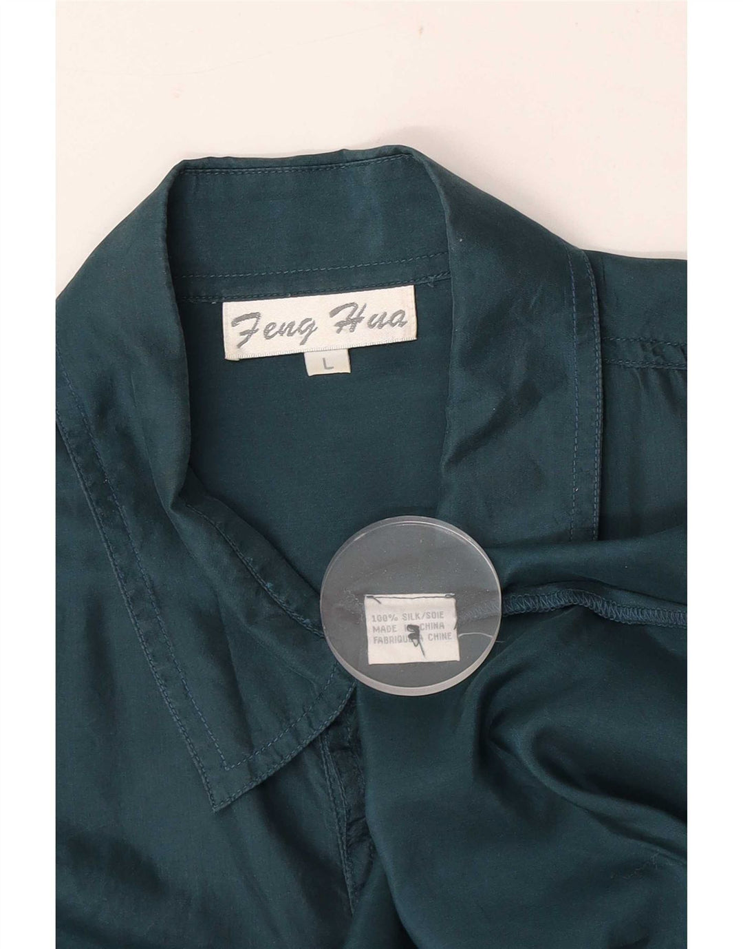 Camisa masculina vintage de manga curta grande seda verde