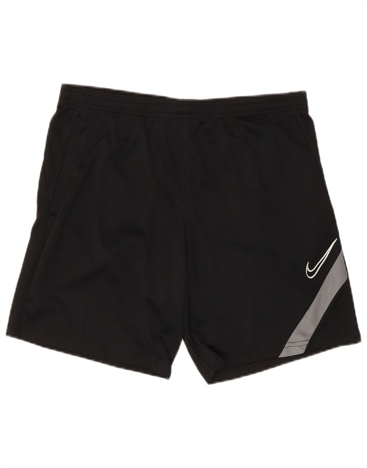 Shorts esportivos masculinos Nike Dri Fit médio preto colorblock poliéster