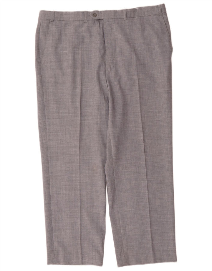 Calça masculina de terno reto Marks & Spencer W40 L29 poliéster cinza