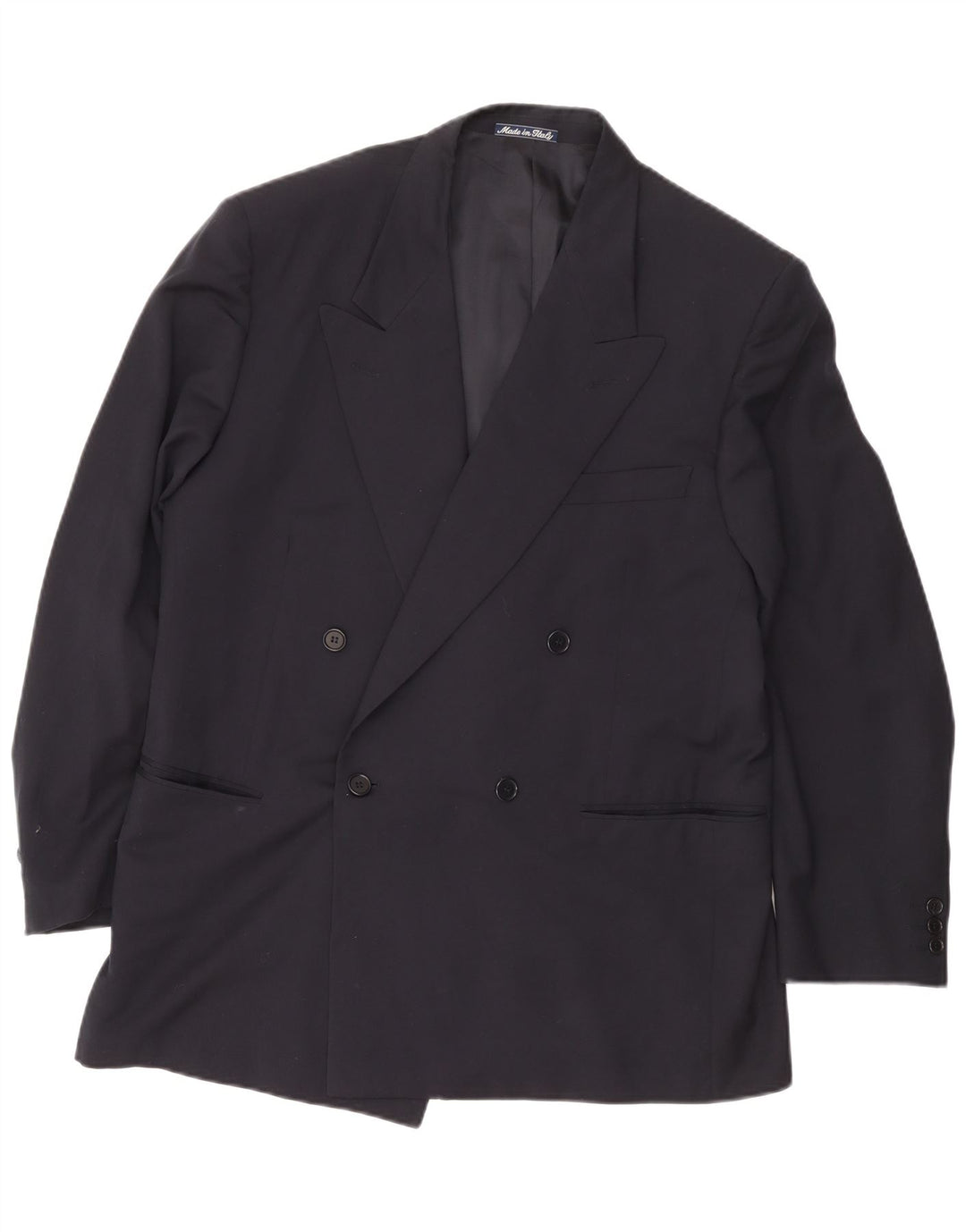 Jaqueta blazer masculina Cerruti 1881 com peito duplo médio de lã azul marinho