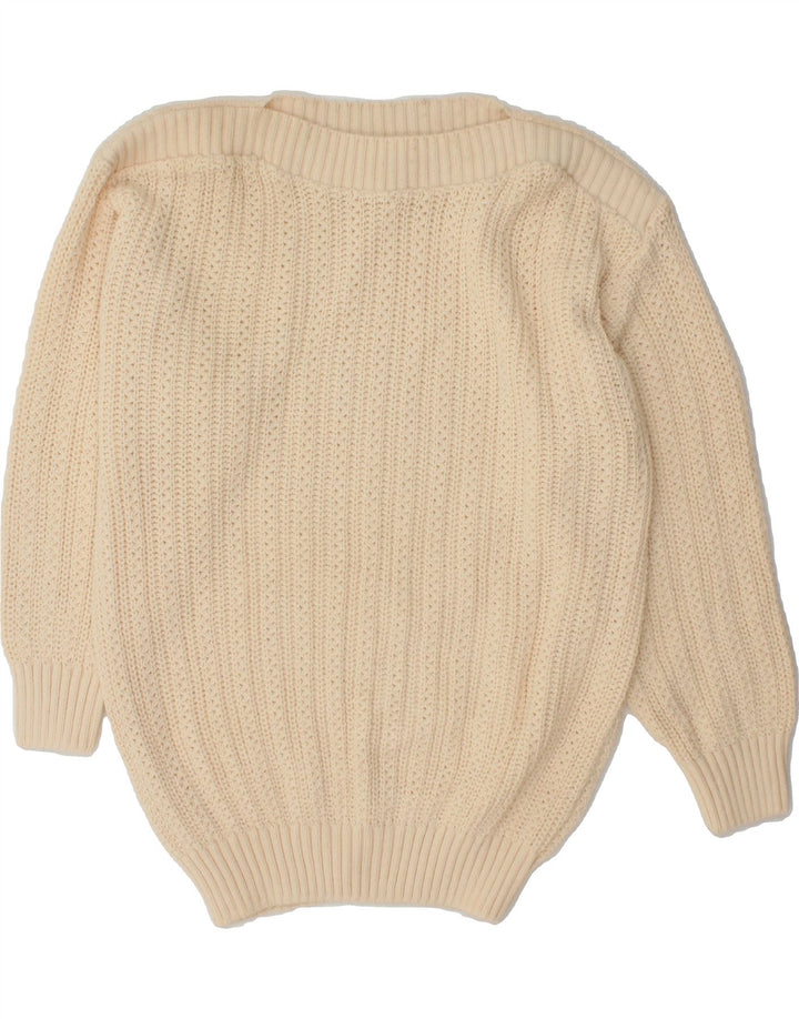 VINTAGE Womens Boat Neck Jumper Sweater IT 48 XL Off White Acrylic Vintage Vintage and Second-Hand Vintage from Messina Hembry 