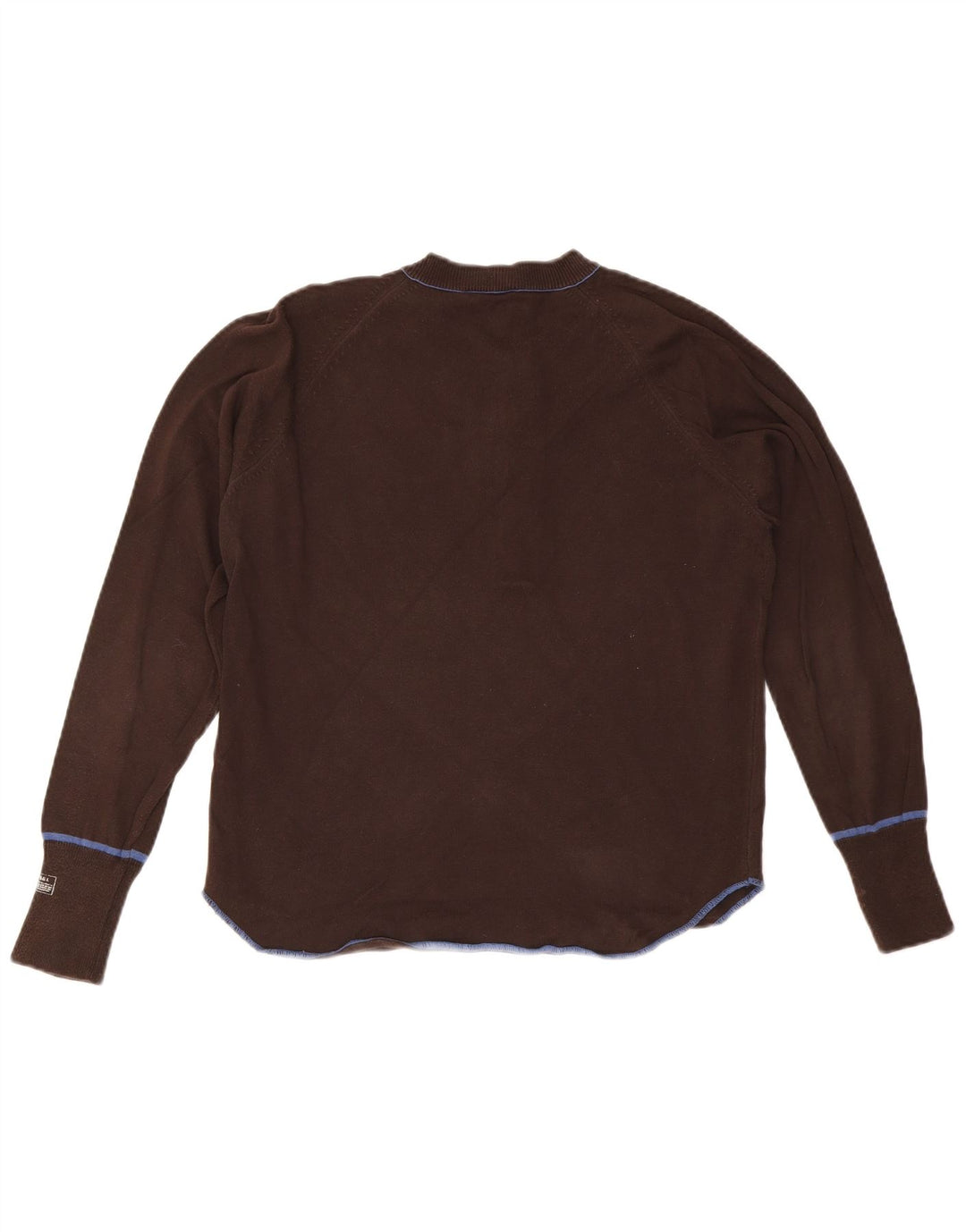 Suéter feminino DIESEL com gola redonda e botão, Reino Unido 14, algodão marrom médio