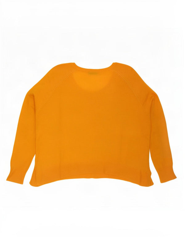Suéter feminino Zara com gola canoa oversized UK 10 pequeno laranja
