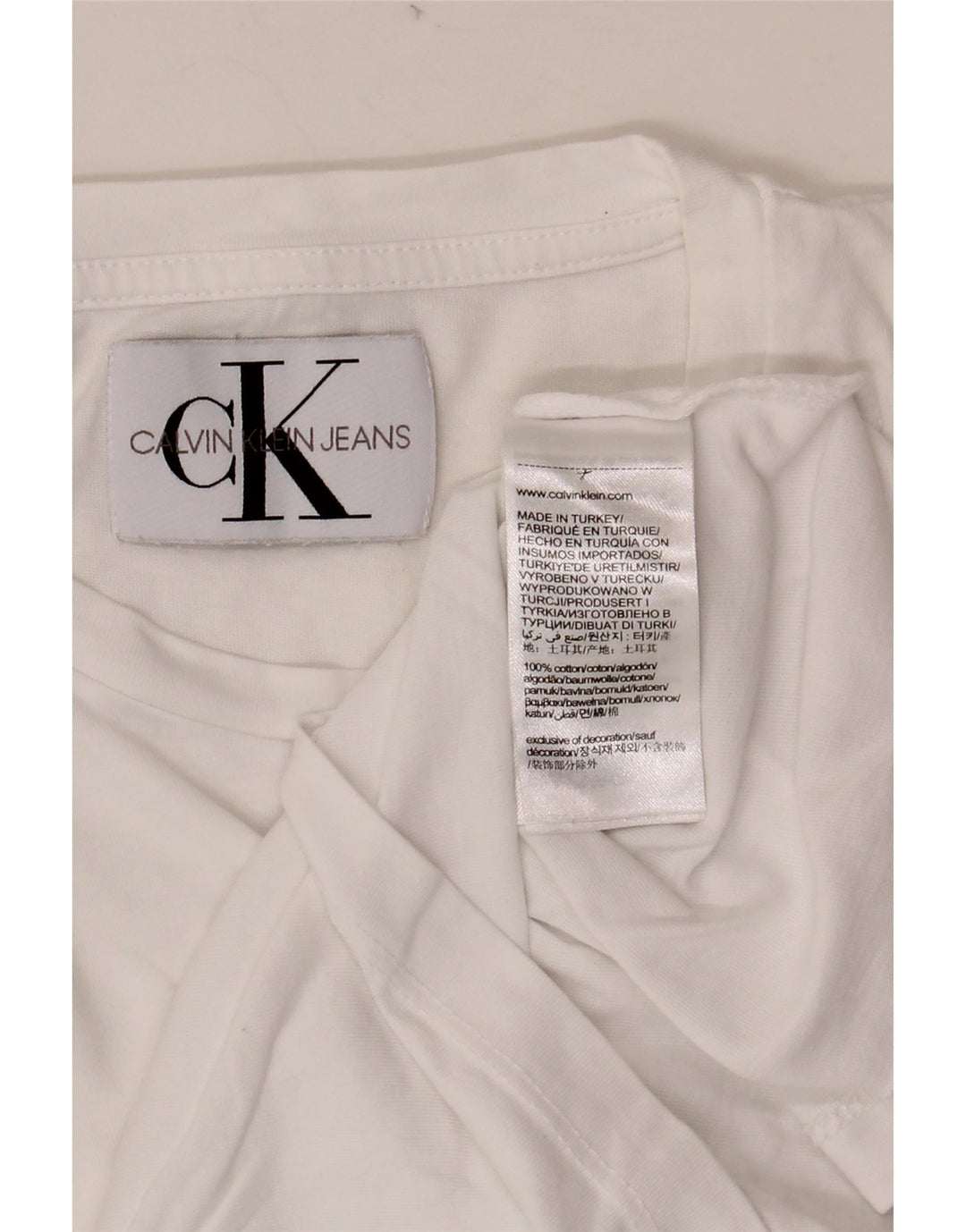 Camiseta masculina CALVIN KLEIN JEANS com estampa gráfica pequena de algodão branco