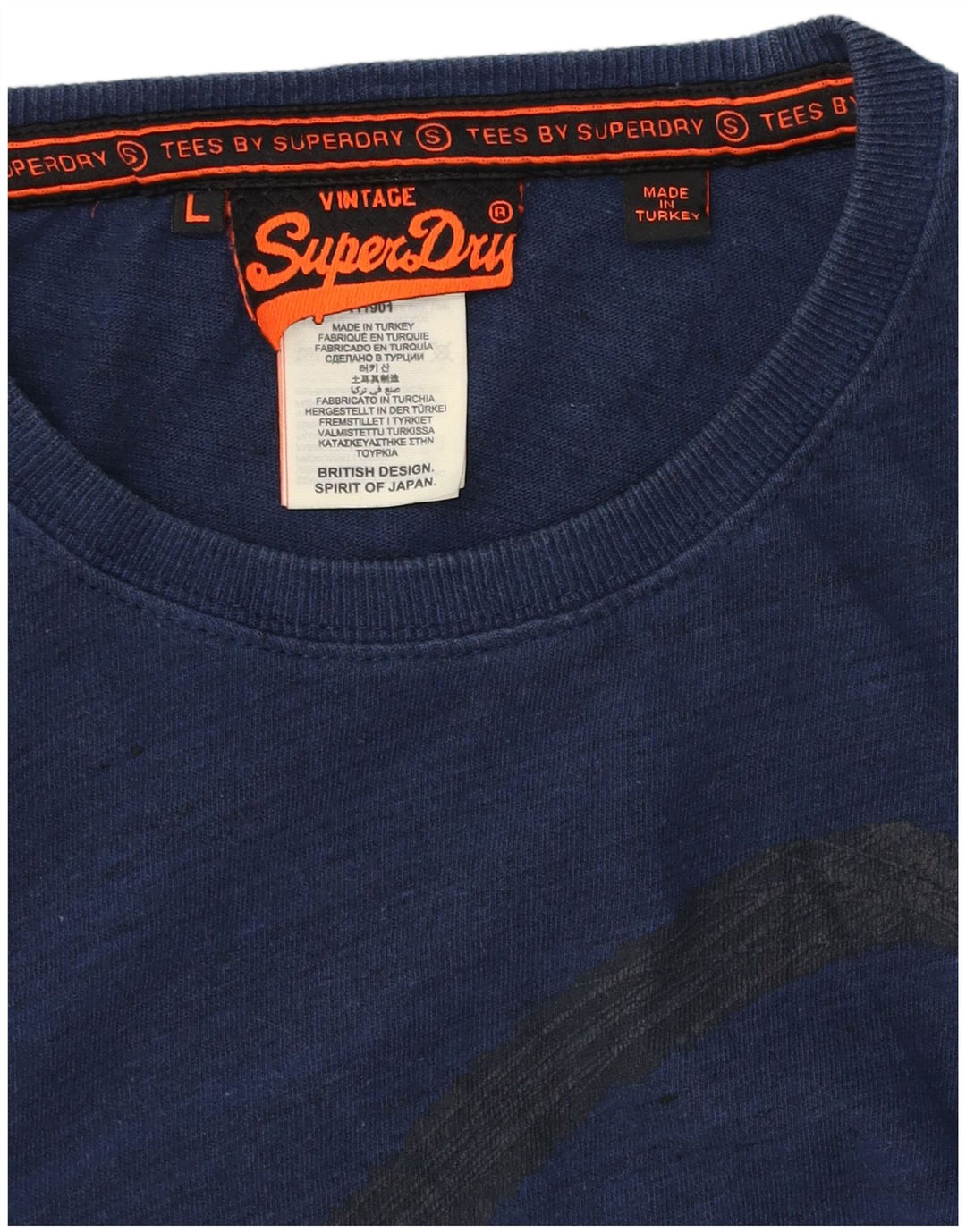 Camiseta gráfica masculina Superdry Top grande algodão azul marinho