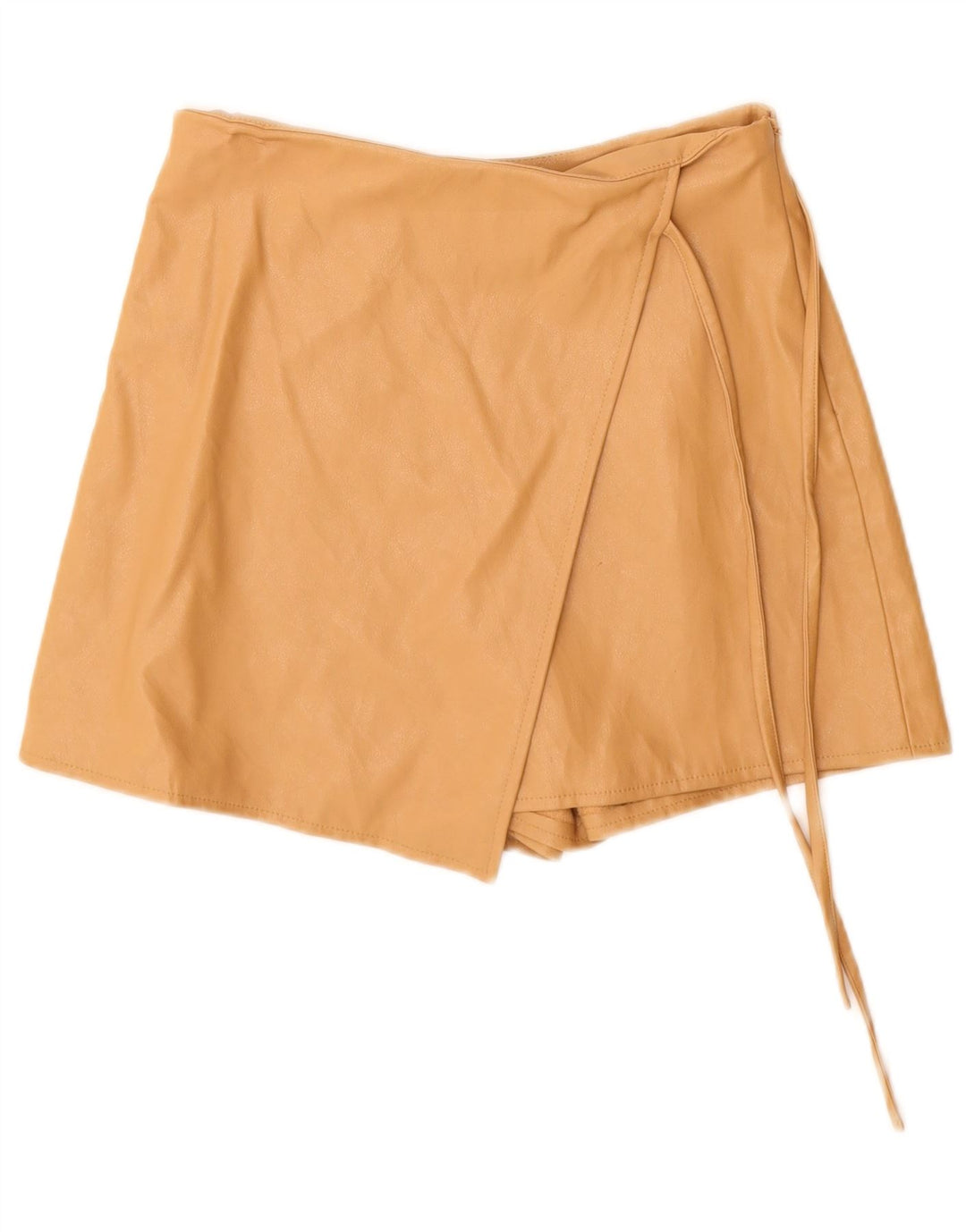 Shorts femininos de couro Zara pequenos W26 poliuretano bege