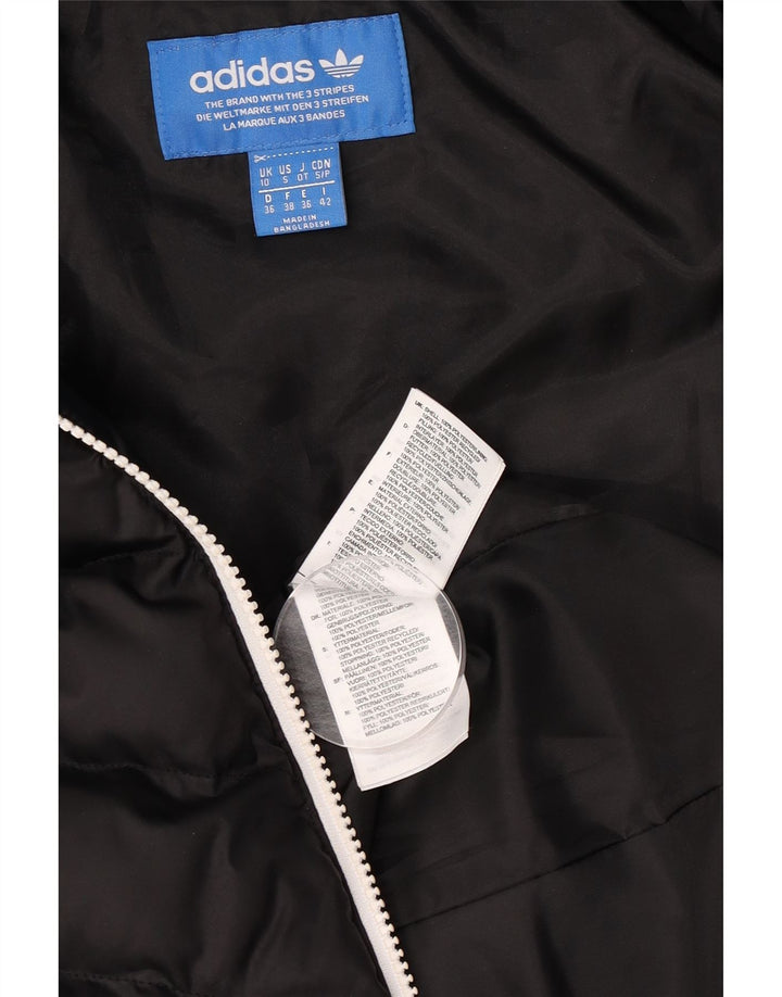 Casaco acolchoado com capuz feminino Adidas UK 10 pequeno poliéster preto