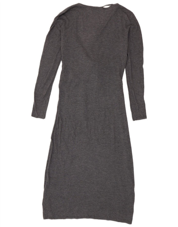 Vestido jumper feminino Zara de manga comprida Reino Unido 10 pequeno poliéster cinza