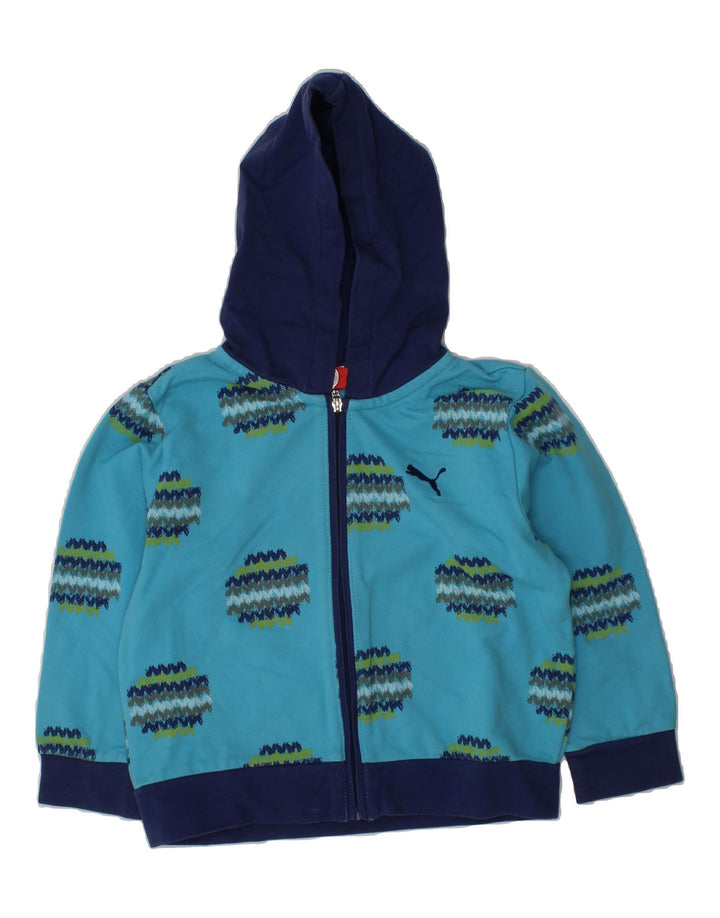 PUMA Boys Zip Hoodie Sweater 2-3 Years Blue Geometric Cotton Vintage Puma and Second-Hand Puma from Messina Hembry 