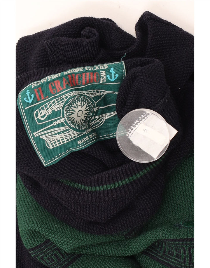 Suéter masculino Il Granchio com gola redonda e bloco colorido verde médio