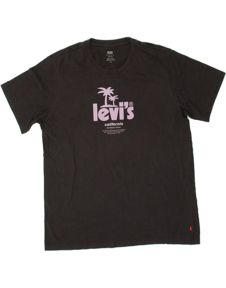 LEVI'S Mens Relaxed Fit Graphic T-Shirt Top Large Grey Cotton Vintage Levi's and Second-Hand Levi's from Messina Hembry 