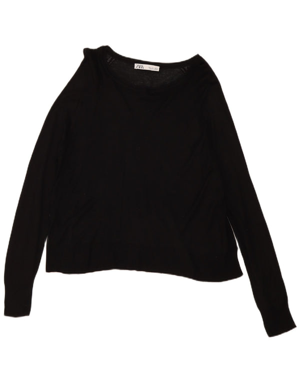 Zara Suéter feminino oversized com gola canoa Reino Unido 10 pequeno preto viscose