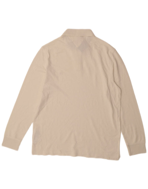 Camisa polo masculina TOMMY HILFIGER regular fit de manga comprida grande off white
