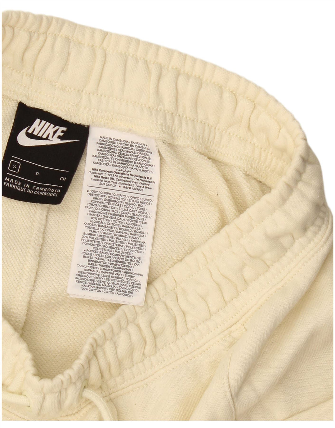 Shorts esportivos femininos Nike UK 8 pequeno algodão bege