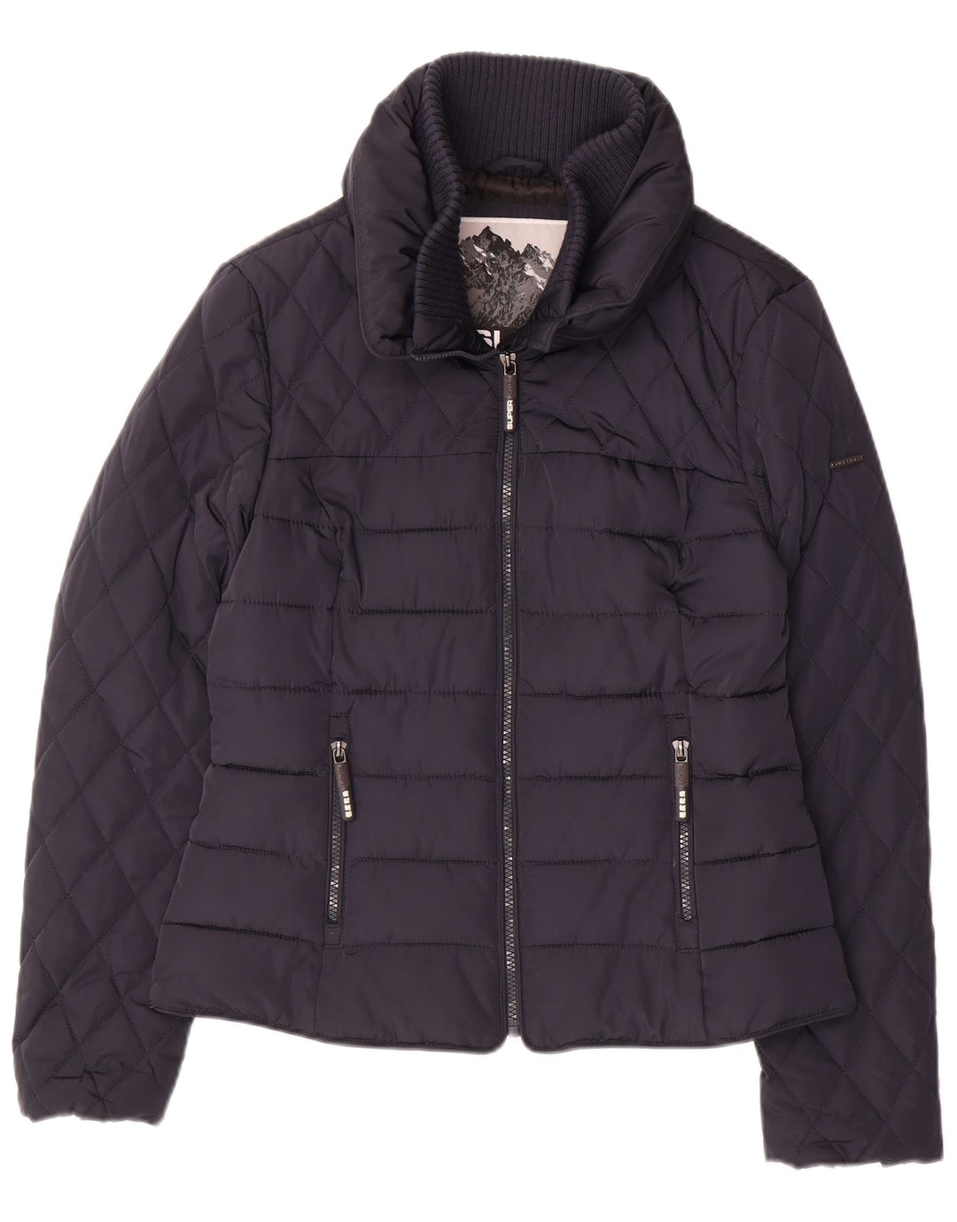 Jaqueta acolchoada feminina Superdry UK 14 poliéster azul marinho médio