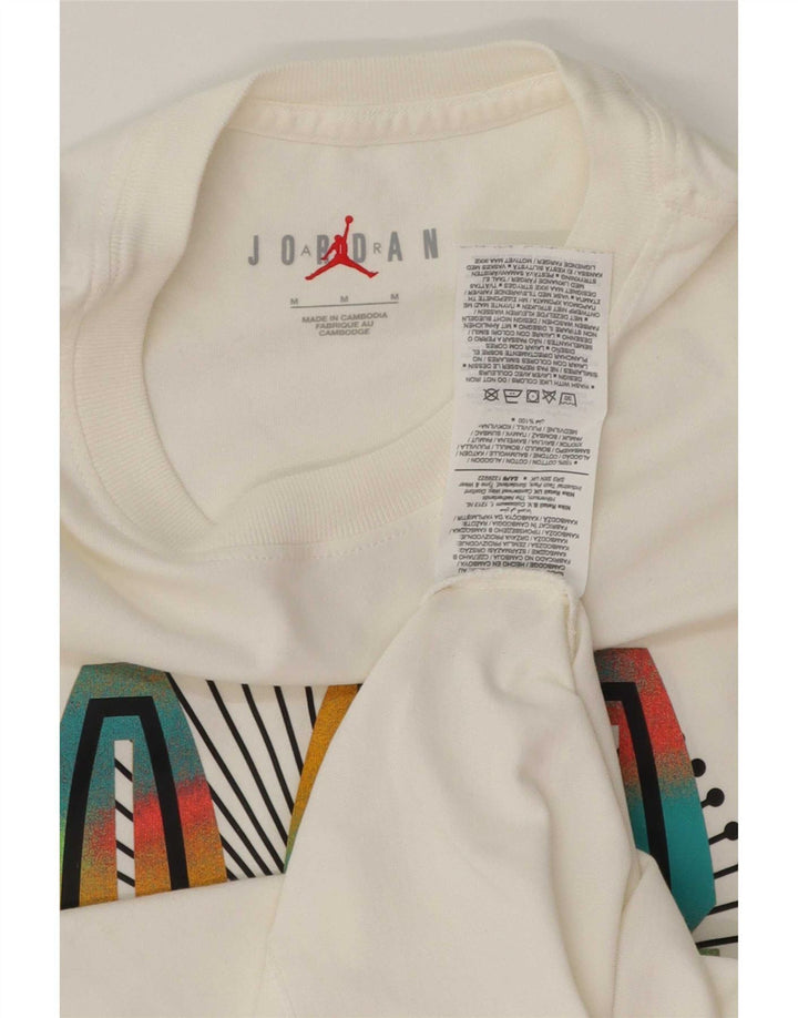 Camiseta Jordan masculina gráfica Top médio algodão branco