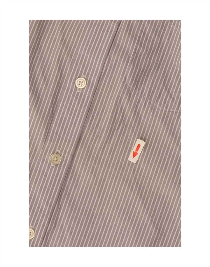 Camisa masculina Superdry grande algodão listrado cinza