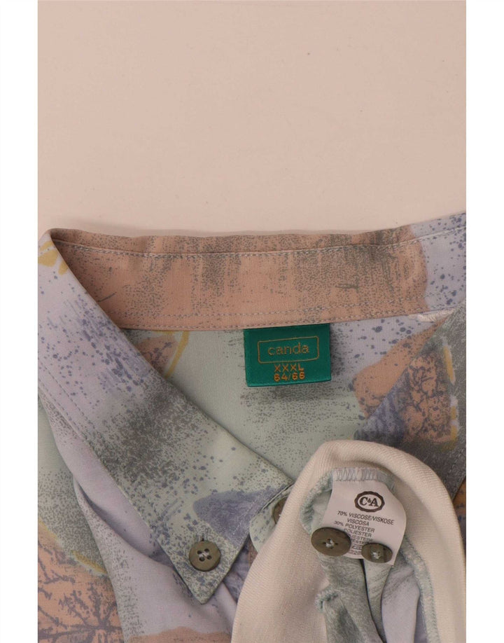 Canda Mens Abstract Pattern Camisa Pulôver de Manga Curta 3XL Multicolorido