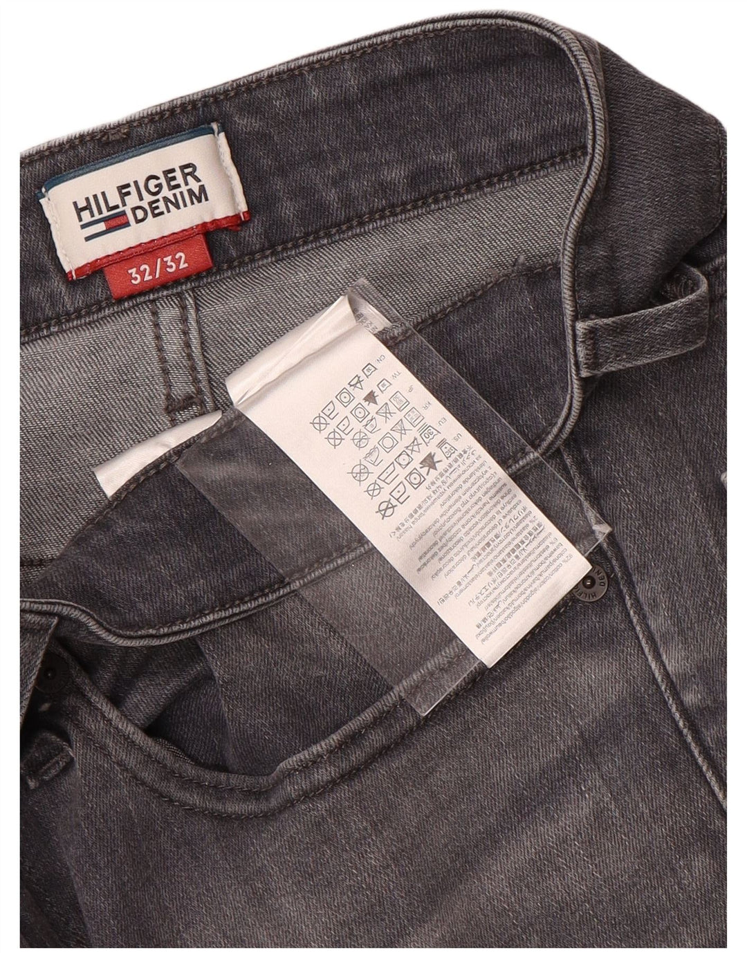 TOMMY HILFIGER Masculino Slim Jeans W32 L32 Cinza Algodão