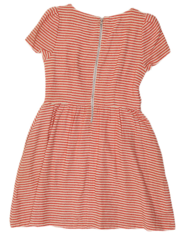 Juicy Couture Vestido feminino linha A Reino Unido 10 pequeno algodão listrado vermelho