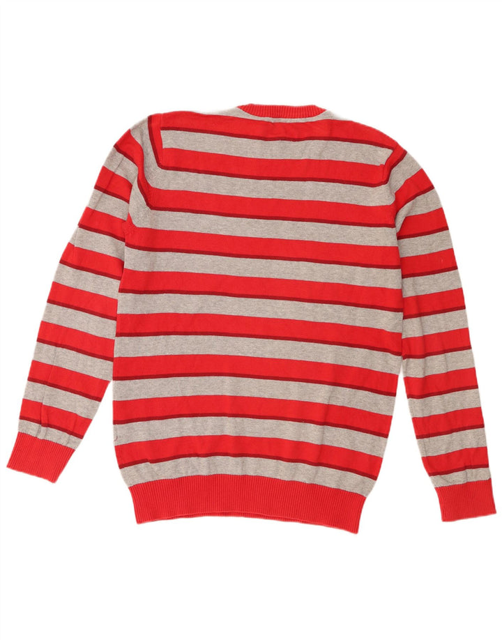 Suéter masculino Jack & Jones com ajuste regular e gola redonda, listrado vermelho pequeno