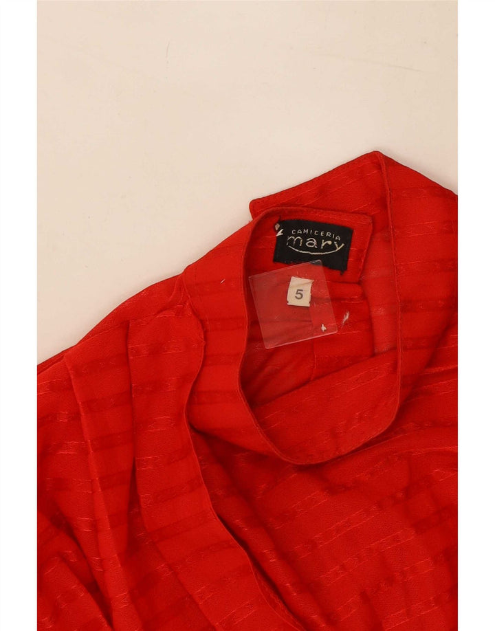 Blusa feminina vintage cropped US 5 poliéster listrado vermelho pequeno
