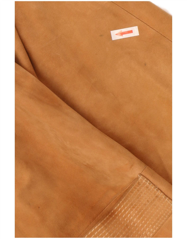 Jaqueta blazer feminina vintage de camurça com 3 botões Reino Unido 14 bege médio