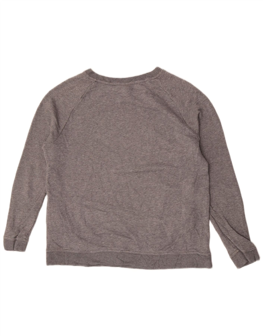 Moletom gráfico feminino Nike Jumper UK 14 algodão manchado cinza médio