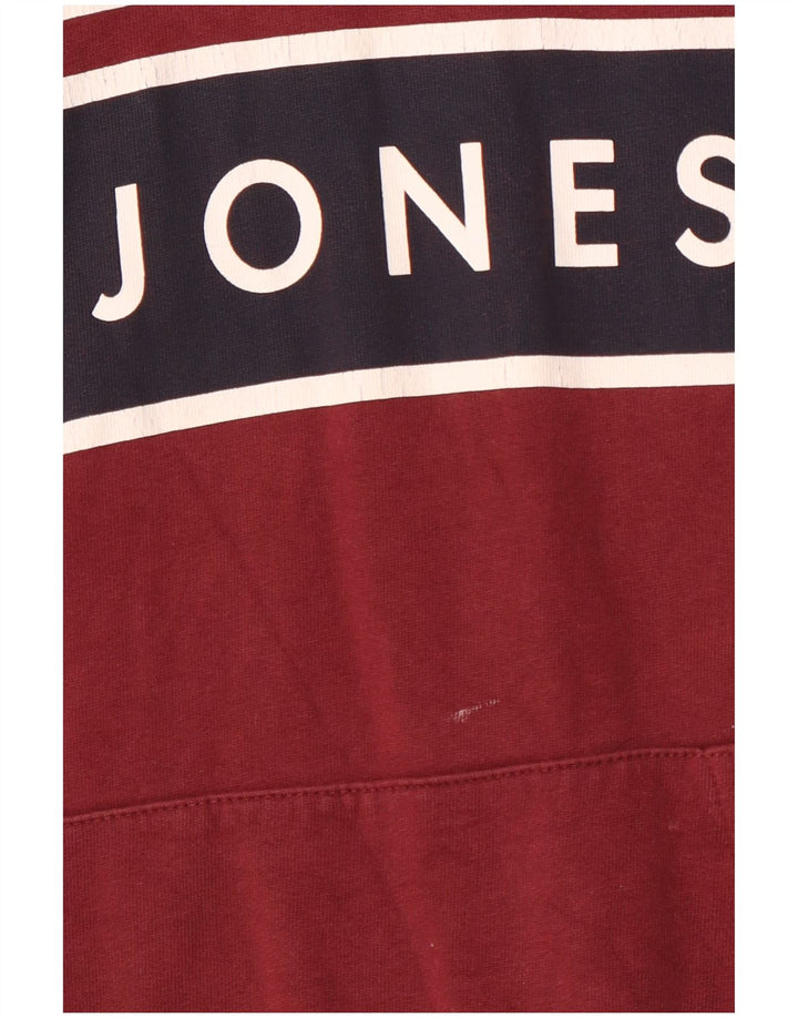 JACK & JONES Suéter masculino com capuz gráfico Core médio algodão Borgonha