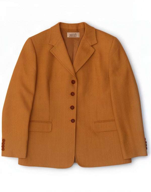 Jaqueta blazer feminina vintage de 4 botões IT 46 grande lã marrom