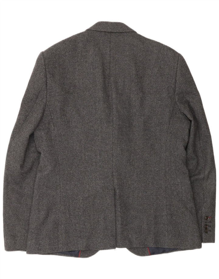 Jaqueta blazer masculina de 2 botões Jack Wills Reino Unido 42 XL lã cinza