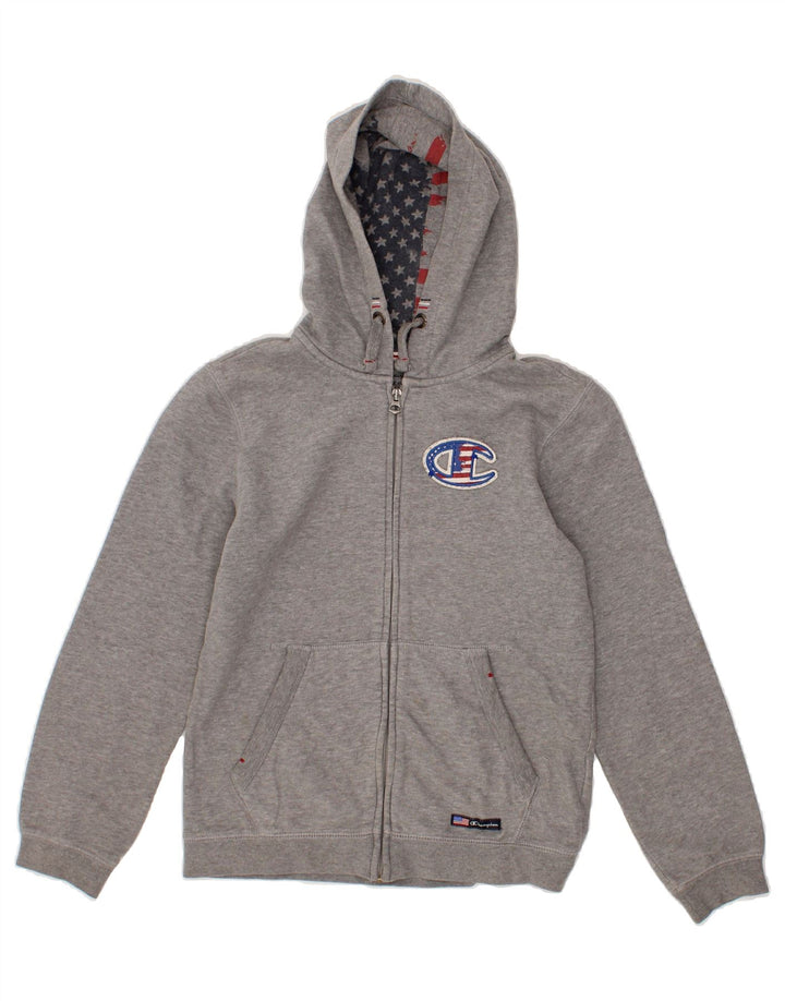 CHAMPION Boys Zip Hoodie Sweater 11-12 Years Large  Grey Cotton Vintage Champion and Second-Hand Champion from Messina Hembry 