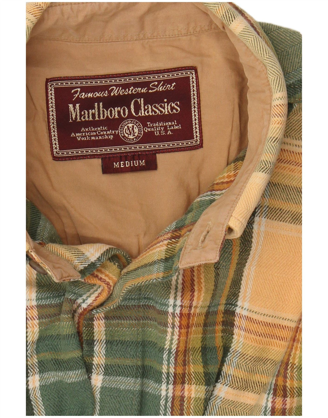 MARLBORO CLASSICS Camisa masculina de flanela xadrez verde médio