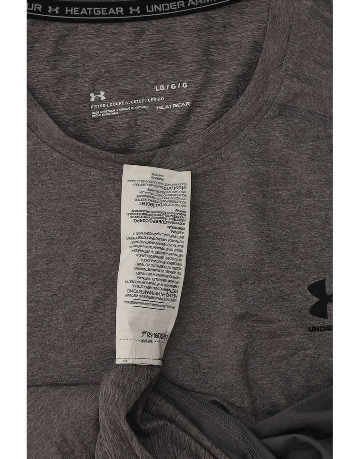 Camiseta masculina Under Armour Heat Gear grande poliéster cinza