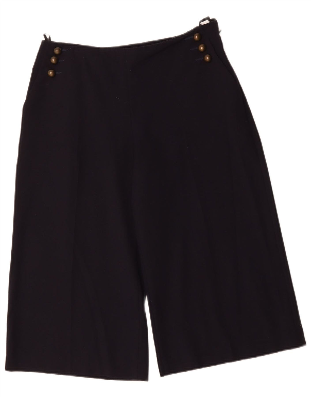 Bermuda feminina Marks & Spencer UK 10 pequena W30 azul marinho poliéster